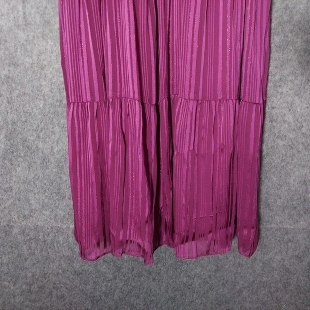 Maison Tara Midi Dress Women 4 Metallic Striped‎ Empire Waist Tiered Sleeveless